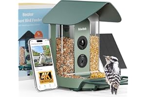 KIWIBIT Beako™ Smart Bird Feeder with 4K Camera Solar Powered for Outdoors - UHD Live Stream for Birdwatching, AI Identification 10,000+ Bird Species, Real-Time Motion Detection, Ideal Gift for BirdLovers