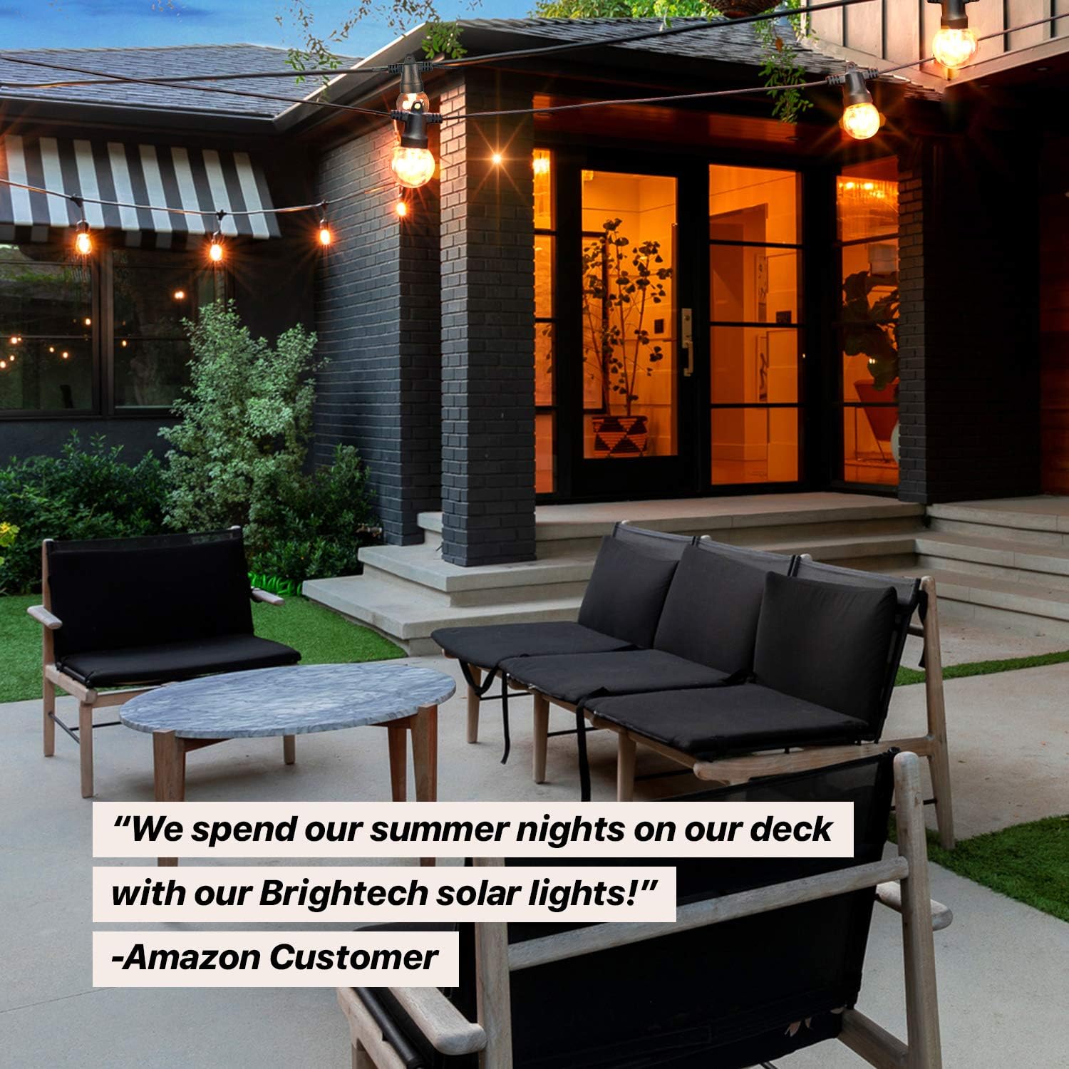 Brightech Ambience Pro - Waterproof Solar LED Outdoor String Lights – 1W Retro Edison Globe Bulbs - 27 Ft Bistro Lights Create Cafe Ambience in Your Yard, Pergola - Warm White: Home Improvement
