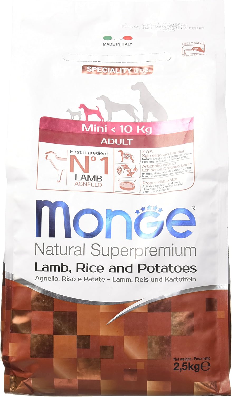 Monge Super Premium Adult Mini agnello-riso 2.5 kg, 2.5 kg (Pack of 1)