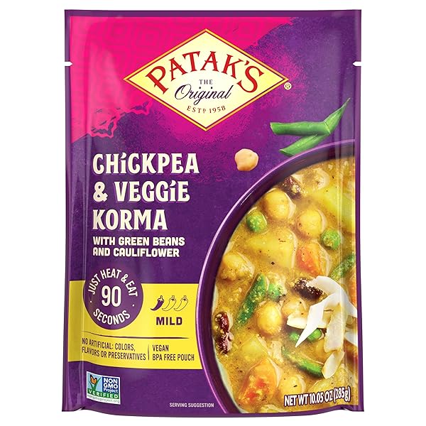 PATAK’S CHICKPEA & VEGGIE KORMA, MILD & CREAMY...