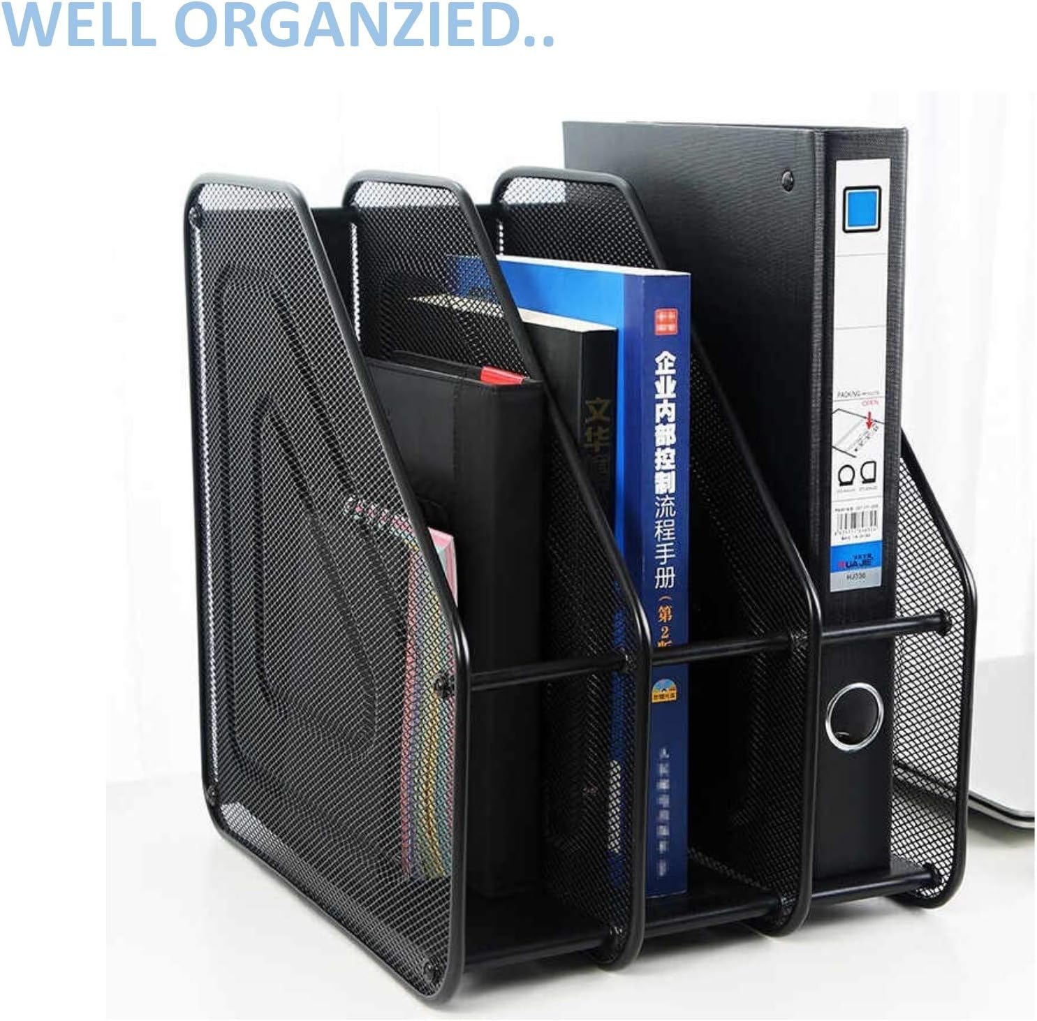 Branded Magazine Rack Desk Mesh Triple Magazine Rack, Desk File Organiser, Magazine Holder Triple ...