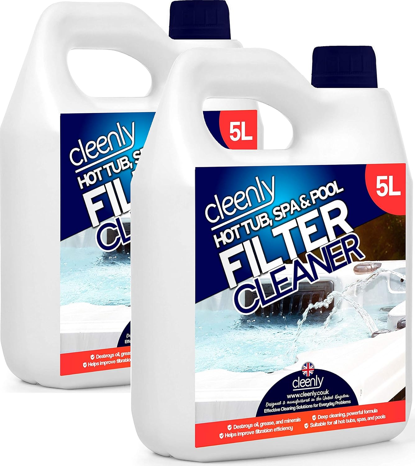 Cleenly Powerful Hot Tub Filter Cleaner Solution for Hot Tub, Pool