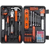 CARTMAN 152-Piece Household Tool Set, Orange Hand Kit With Storage Case Box | Complete tool assortment for home repairs, office fixes, dorm needs, furniture setup, crafting, and everyday household fixes.
