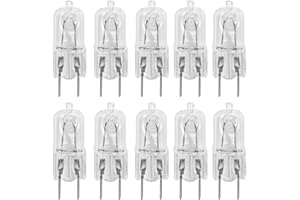 12VMONSTER 10 Pack-G8 20Watt 120V Halogen Light Bulbs T4 JCD Type 120V Bi-Pin Base Shorter 1-1/4" (1.25") Length 20W Lamp Soft White Under Cabinet Puck Lighting Replacement Dimmable Hood Range Q20/G8/CL/120V