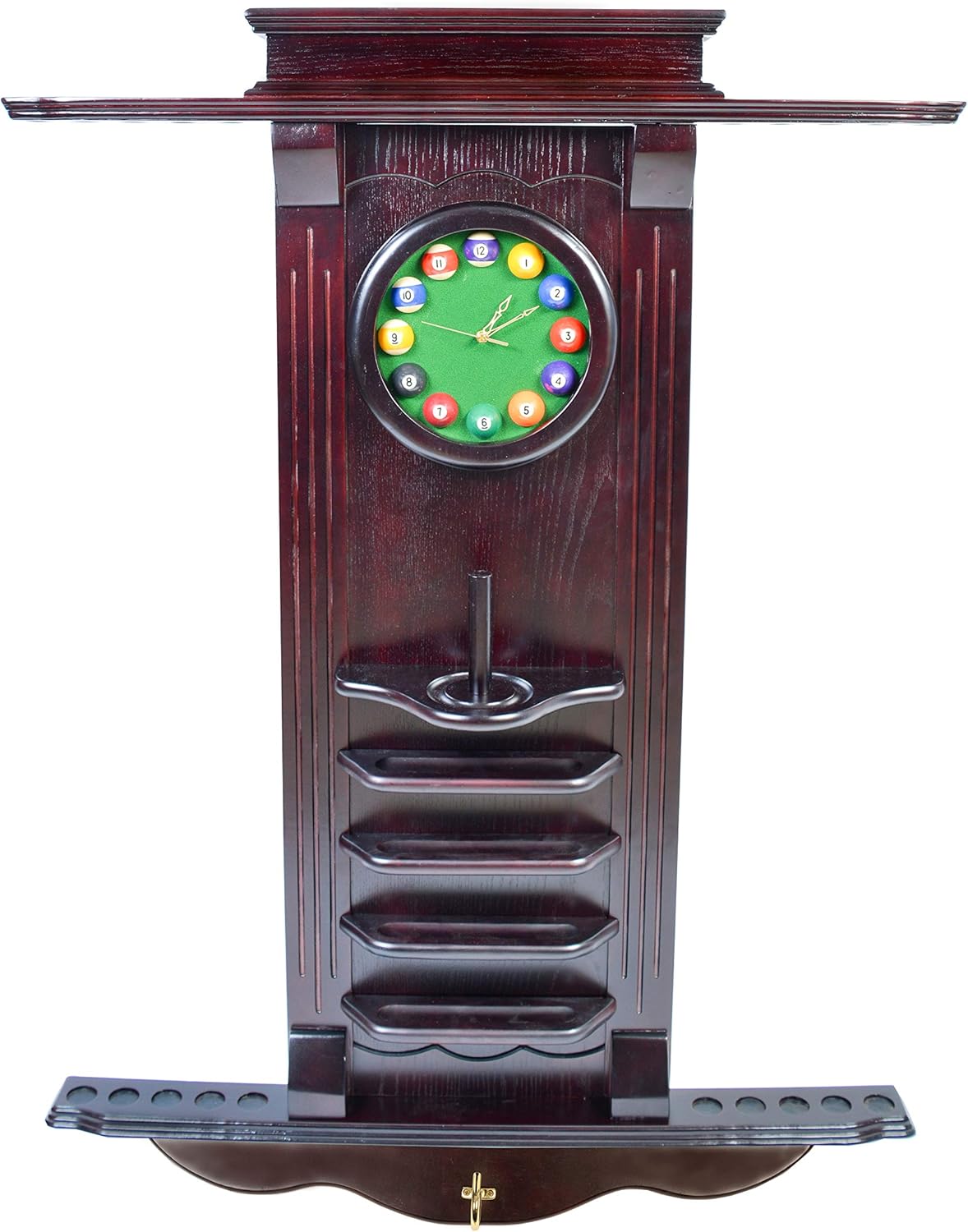 billiard cue wall rack on Iszy Billiards Cue Rack Only 10 Pool Cue Black Or Dark Oak Finish Billiard Stick Wall Rack W Clock Chose Mahogany Leisure Sports Game Room Billiards Pool Ilsr Org