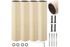 FOBSME 4 Root Cat Scratching Post Replacement 15.75x3.54 Cat Tree Scratch Post Replacement Natural Sisal Pole Cat Scratch Post Refill Pole Part with M8 Screws for Kitten Tree Tower Cat Furniture Accessories