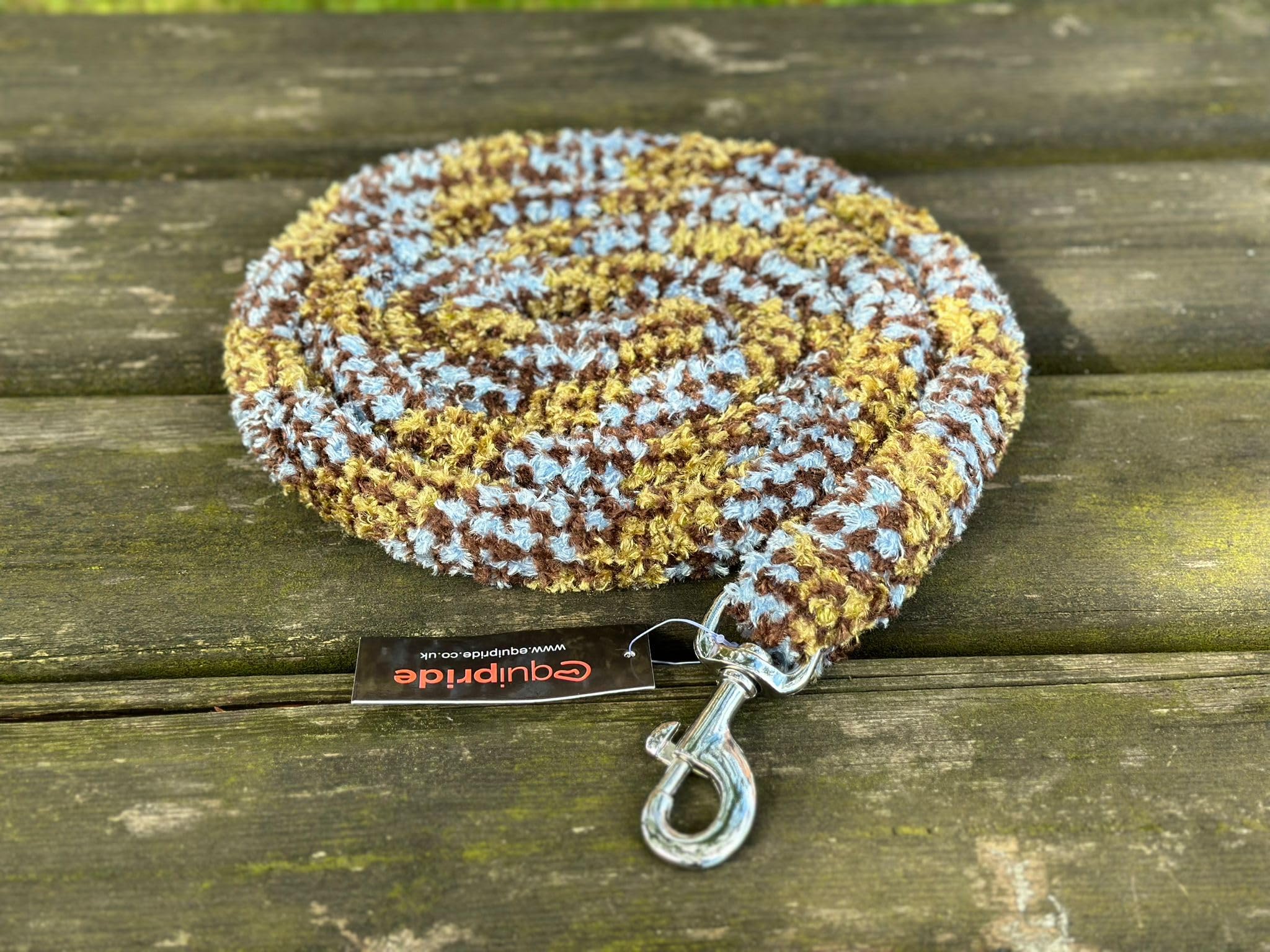 Horse Lead Rope for Headcollar Dog Leash Super Soft Grip (Brown/B.Blue/Yellow)