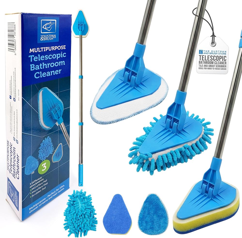 TDBS Telescopic Shower Mop with 5 Refill Pads - Bathroom Cleaner