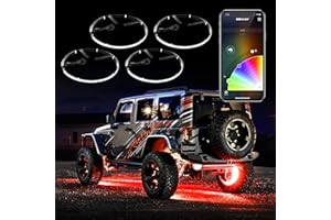 XKGLOW 4pc 15" Wheel Ring Light Kit XKchrome App Controlled w/Turn Signal Function Universal Neon Underglow Accent Light Kit