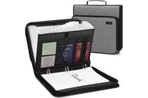 Uquelic Accordion File Organizer Binder with Multi Pockets, Expanding File Folders with 13 Pockets, Handle and Labels, Portable Home Travel Safe Storage for Letter A4 Files and More (Grey)