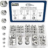 Vifmy 113PCS Locknuts Assortment Kit, 6#32 8#32 10#24 10#32 1/4-20 5/16-18 3/8-16 1/2-13 SAE Lock Nuts, 304 Stainless Steel N