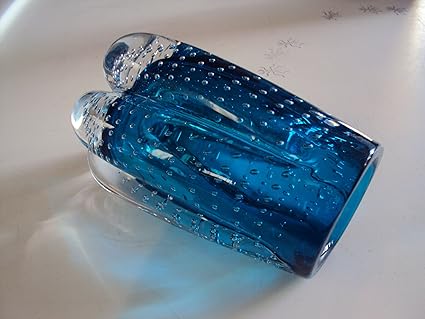 Whitefriars Blue Textured Glass Vase C20th Decorative Art