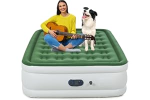 HikerSKY Inflatable Mattress Queen with Built-in High Capacity Pump for Adults Fast Blow Up Durable Air Bed for Outdoor & Home Most Comfortable to Sleeping,18'' Queen Size Green