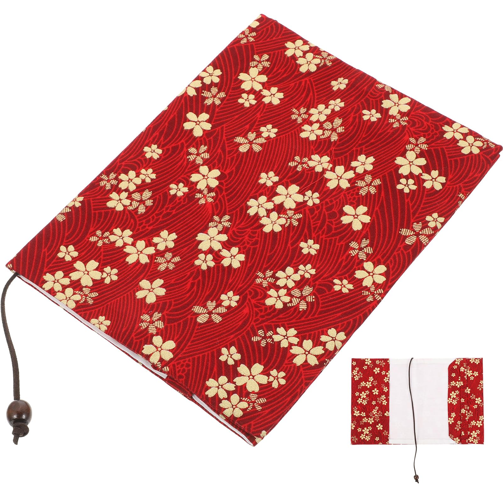 Operitacx Floral Stitched Fabric Book Cover Adjustable Paperback Protector Sleeve 8.5X6X0.4 Inch Lightweight Washable Book Sleeve for School Office Journals