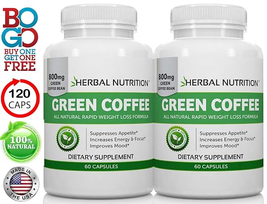Green Coffee Extract for Weight Loss 120 Capsules Two Month Supply