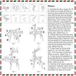 Lulu Home Set of 3 Pre-lit White Reindeer with 210