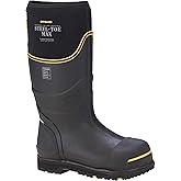 Dryshod Unisex Steel-Toe Max Hi Work Boots | Slip Resistant | Waterproof | Rubber | Black/Yellow