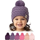 Funky Junque Toddler Pom Beanie – Kids Winter Hat for Ages 1–4, Baby Boy & Girl Knit Beanies, Warm Cozy Knit Snow Hats