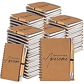 Honoson 80 Sets Spiral Notebooks Sets Employee Appreciation Gift Bulk Inspirational Journal with Retractable Bamboo Pen Encouragement Notepad Christmas Thank You Gifts for Teacher Coworker (Brown)