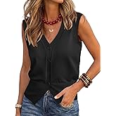 Gaharu Womens Sweater Vest Knit Sleeveless Tank Top Button Down V Neck Vest Tops Dressy Casual Summer Outfits Trendy