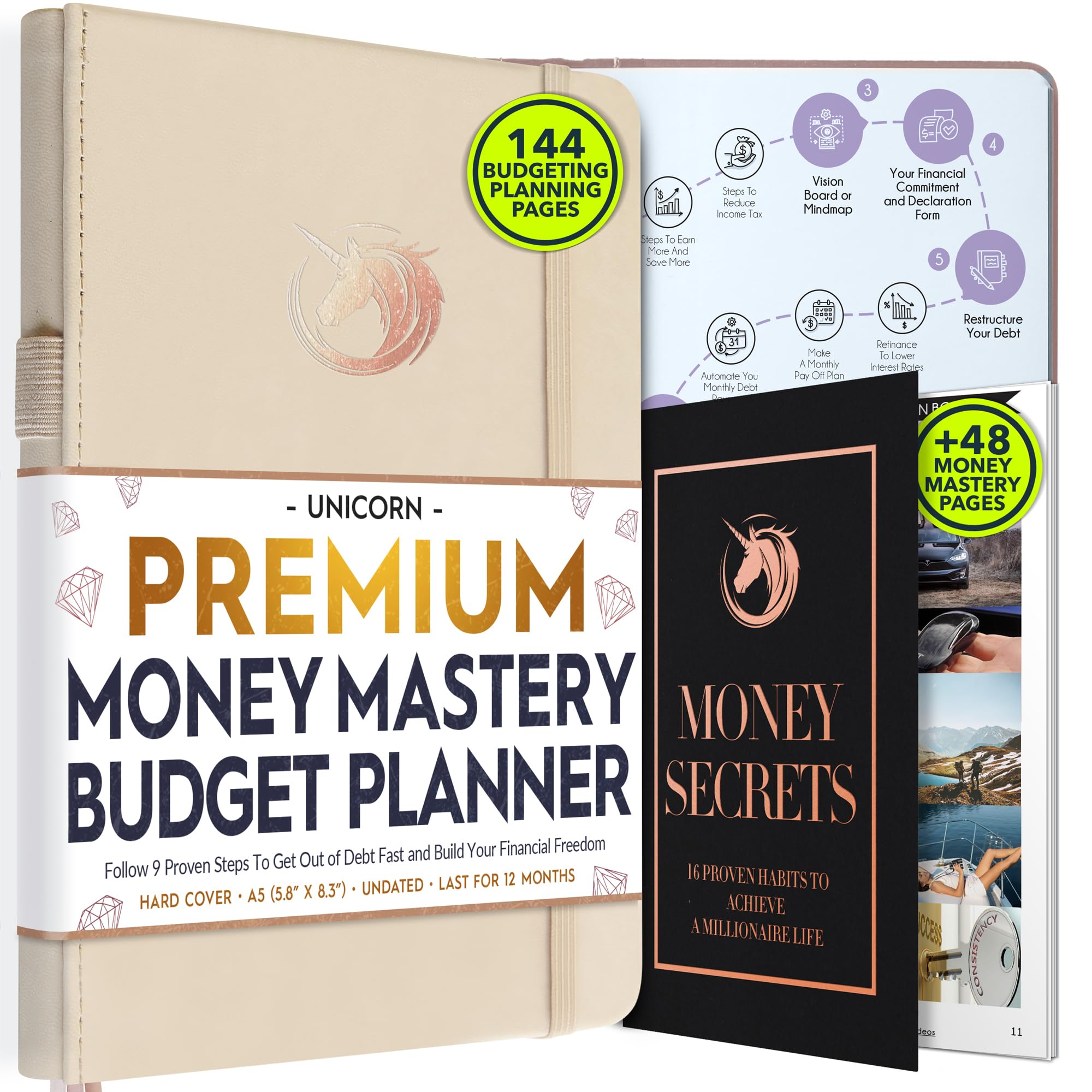Financial Planner - Monthly Budget Planner & Monthly Bill Organizer | A 12-Month Journey to Financial Freedom | Bill Payment Tracker Organizer, Debt, Expense Tracker & Money Saving with Pockets