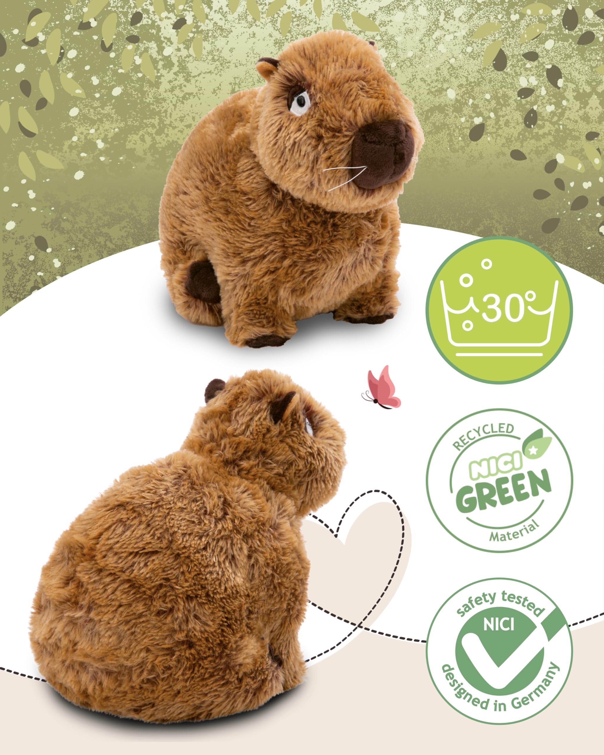 NICI Capybara Kuscheltier Capy-Barbara 27cm sitzend - Niedliches Stofftier zum Kuscheln und Spielen, Capybara Plüschtier für Schmusetierliebhaber - 61223, Braun 3