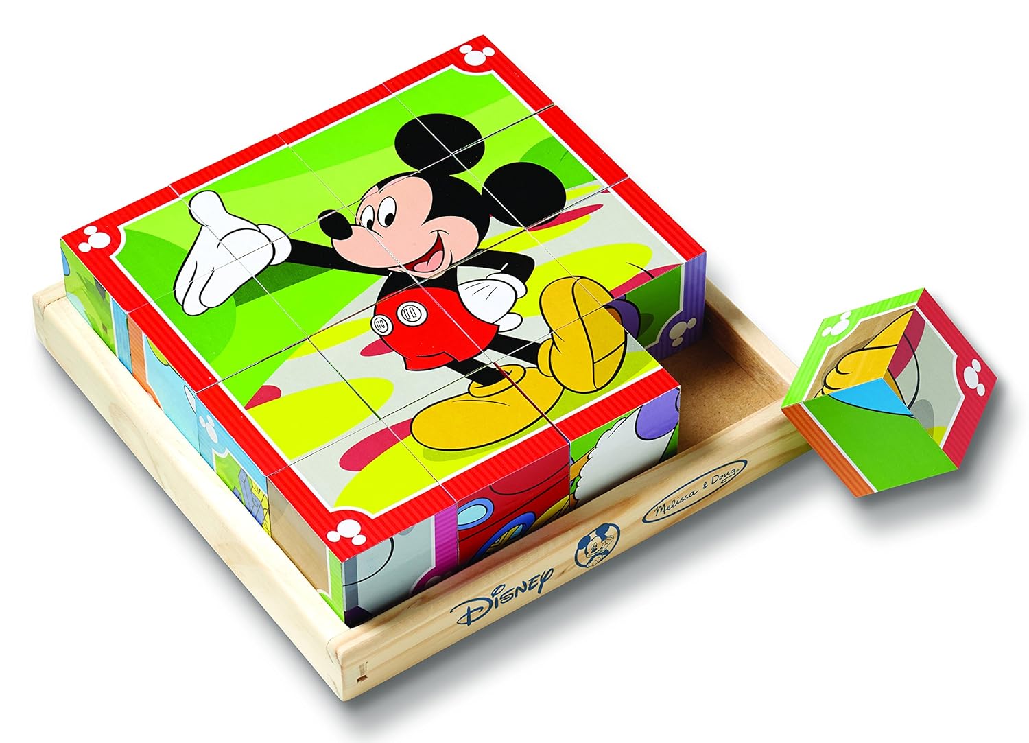 melissa & doug disney mickey mouse wooden cube puzzle