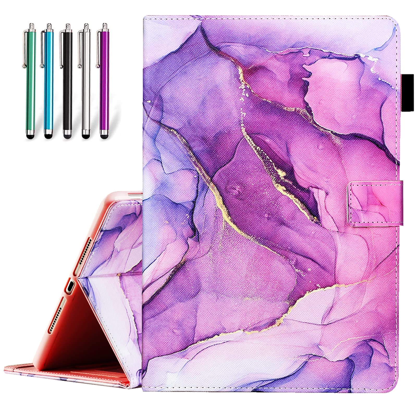 CIAOYE for iPad 10.2 inch Case 9th 8th 7th Generation (2021/2020/2019 Release), PU Leather Smart Wake/Sleep Cover Folio Standing Protective Case for New iPad 10.2 inch/Air 3 10.5 inch, Marble Purple โ image 1