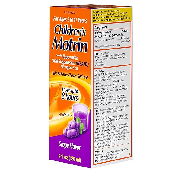 CHILDREN’S MOTRIN ORAL SUSPENSION, PAIN RELIEF, IBUPROFEN, GRAPE FLAVORED, 4 OZ