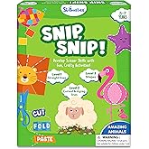 Skillmatics Scissor Skills Activity Book - Snip Snip Animals, 25 Fun Cutting & Creative Activities for Preschoolers, 2 Child-Safe Scissors, Felt Craft Kit, Gifts for Kids Ages 3, 4, 5, 6, 7