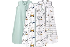 Unnivoll Baby Sleep Sack 6-12 Months 0.5 Tog Wearable Blanket Baby, 3 Pack 100% Cotton Lightweight Sleeping Sack with 2-Way Zipper for Newborn Infant Excavator