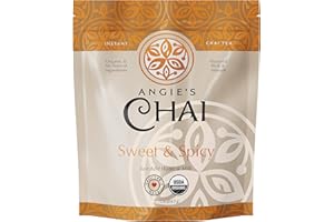 Angie's Chai Sweet & Spicy Organic Instant Chai Tea Powder - Made in USA, Delicious Spiced Chai Powder Mix, 30 Servings, 80 Calories, Handcrafted, Free of Artificial Ingredients, Natural Indian Spice