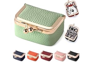 Zivyes Mini Jewelry Box Travel Small Coin Purse Organizer Case Genuine Leather Tiny Size (Green)