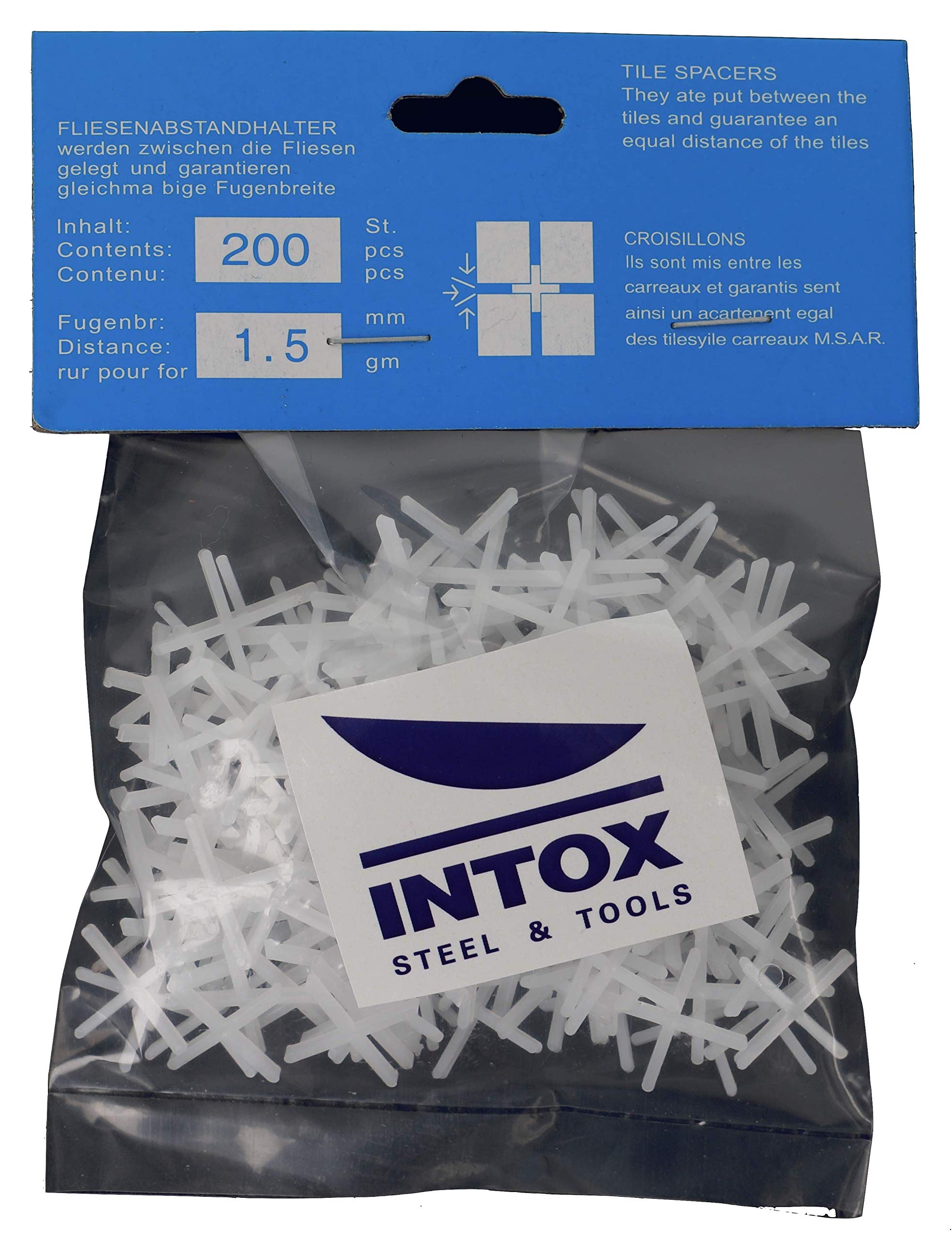 INTOX Tile Spacers 1.5 mm Pack of 200 White