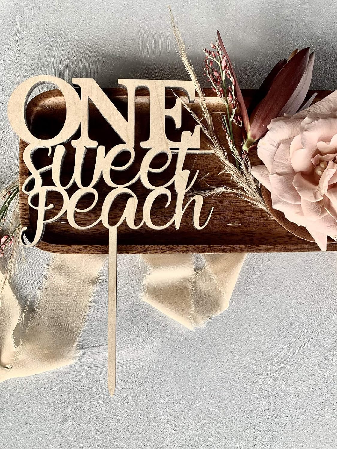 Amazon Com One Sweet Peach Cake Topper Peach Cake Topper First Birthday Cake Topper Unfinished Wood Peach Cake Topper Georgia Peach Handmade