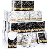 Fourluoo 100 Pack Pocket Tissues Individual Packs Bulk 3 Ply Mini Wallet Facial Tissues Travel Size for Spring Summer Wedding Party Supplies(Black White Gold Marble)