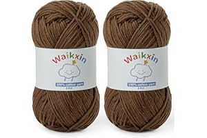Fluffy Cotton Yarn for Crocheting - 262.4yds / 3.52oz Baby Yarn for Crocheting Soft - 100% Milk Cotton Yarn 5 Ply Crochet Amigurumi Yarn for Crafts&Puzzle/Socks/Hats(2 Light Coffee)