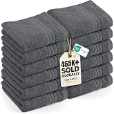 Utopia Towels 12 Pack Premium Wash Cloths, 12x12 in, 100% Cotton, Grey | Highly Absorbent Soft Feel Lightweight Washcloths - Premium Ring Spun Cotton, Ideal for Bathroom, Spa, Gym &amp; Face