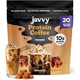 Javvy Protein Coffee for Cold Brew &amp; Iced Coffee, Caramel Latte | 10g Whey Protein, 100% Natural Cold Brew, Zero Artificial Flavors &amp; Sweeteners, 80mg Caffeine, No Added Sugar