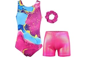 MODAFANS Gymnastics Leotards for Girls Sparkly Dance Unitards Biketards Black Activewear for Girls 4-13Years