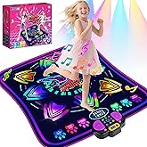 MOMUSE Kids Dance Mat with Display & Lockable Levels, 2 Challenge Modes Electronic Dance Pad 6 Volume Levels Built-in Music Toy Musical Mat, Christmas Birthday Gift for 3-12 Years Girls Boys