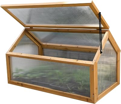Garden Grow Wooden Outdoor Cold Frame Grow House Polycarbonate Shelter 90x48x50