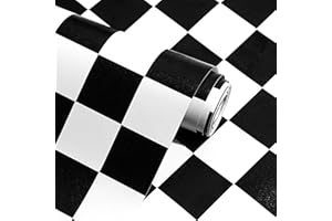 OSECAGE Modern Peel and Stick Wallpaper Black and White Mosaic Checkered Contact Paper 17.7"x78.8" Self Adhesive Lattice Wallpaper Removable Decorative Wallpapers for Bedroom Countertops Cabinet Vinyl Roll