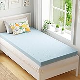 EGOHOME 2 Inch Twin Memory Foam Mattress Topper, Cooling Gel Infused & Pressure Relieving Pad in a Box, Dorm Room Essentials, CertiPUR Certified, Blue