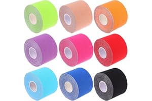 9 Rolls Physio Kinesiology Tape Waterproof Sports Athletic Tape for Shoulder Knee Elbow Ankle Elastic Pain Relief Tape for At