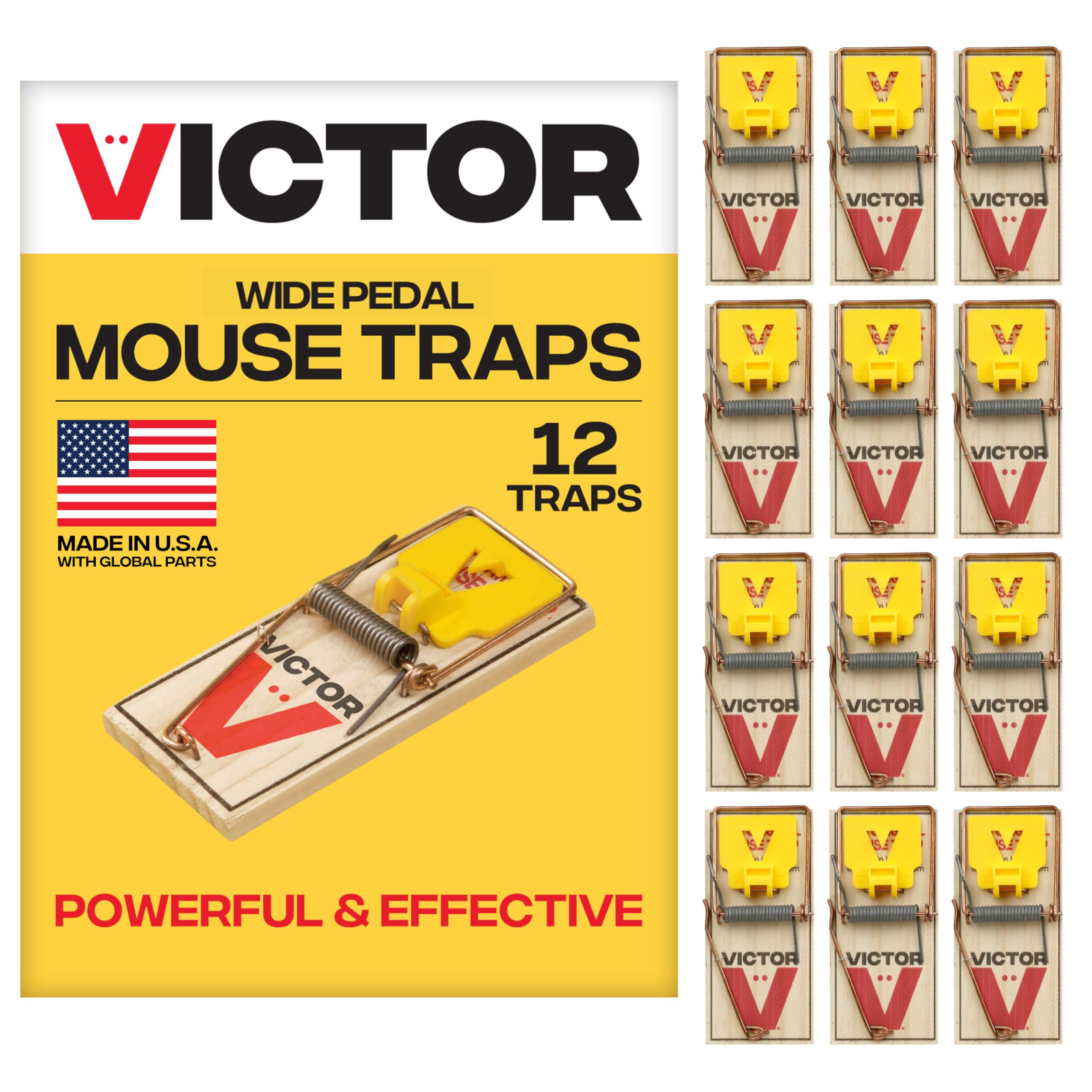 Photo 1 of Victor Mouse Traps M035-12, Plastic Pedal, Sustainably Sourced FSC Wood, Wooden Mouse Traps, 12 Pack