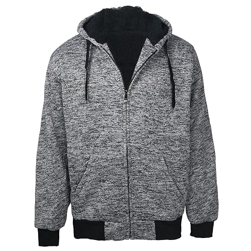 TanBridge Mens Sherpa Lined Hoodie Zip Up Plus Sizes Warm Fleece Hoodie with Padded Sleeve & Rib Cuffs
