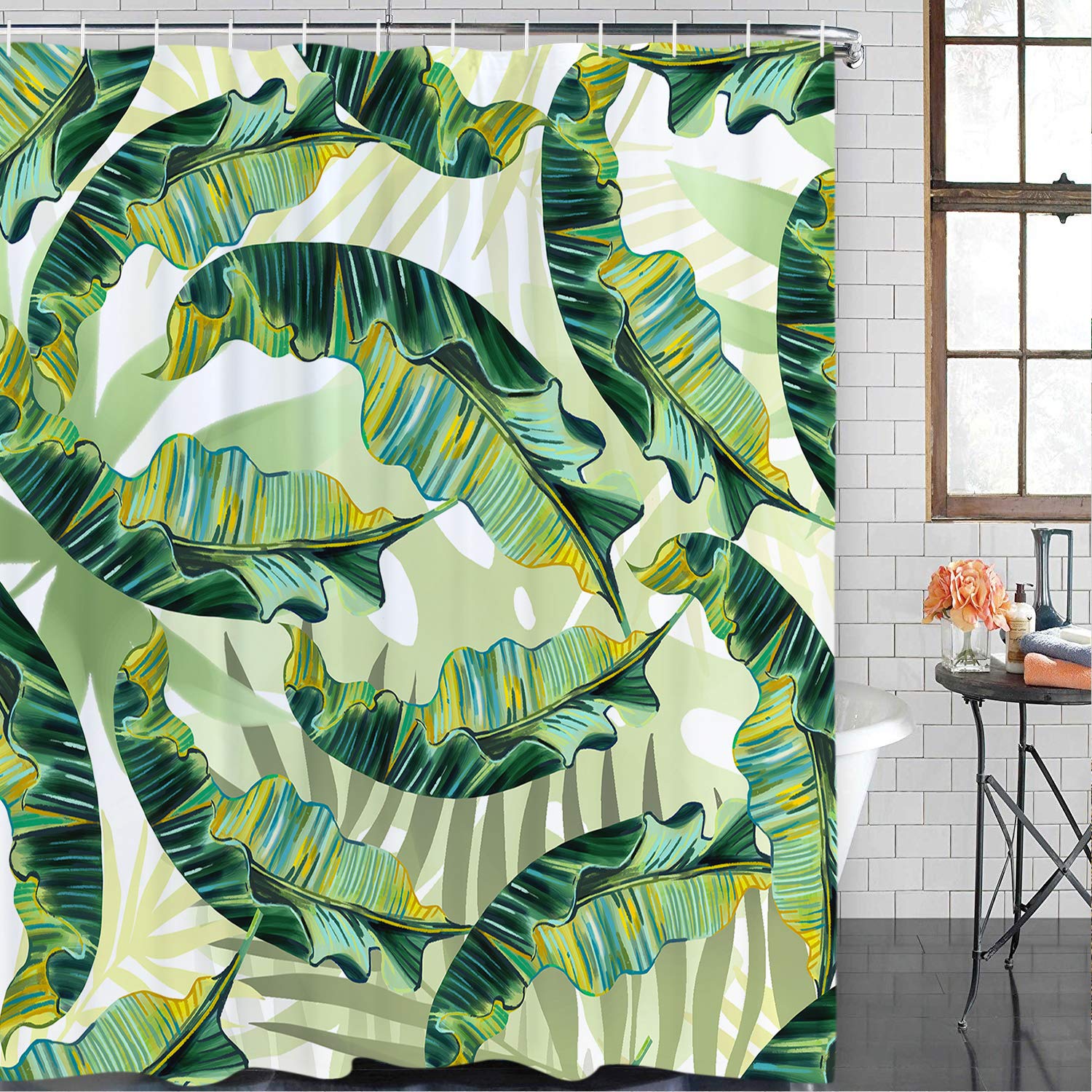 Bleum Cade Modern Timesm Banana Leaf Shower Curtain Tropical