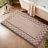 LUMI Bathroom Rugs, Ultra Soft Absorbent Bath Mat for Shower, Non Slip Washable Bath Rugs with Rubber Backing, Microfiber Plush Quick Dry Floor Mat for Bathtub, Floor, Brown, 24x43