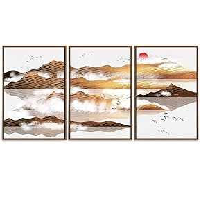 SIGNWIN 3 Piece Framed Canvas Wall Art Abstract...